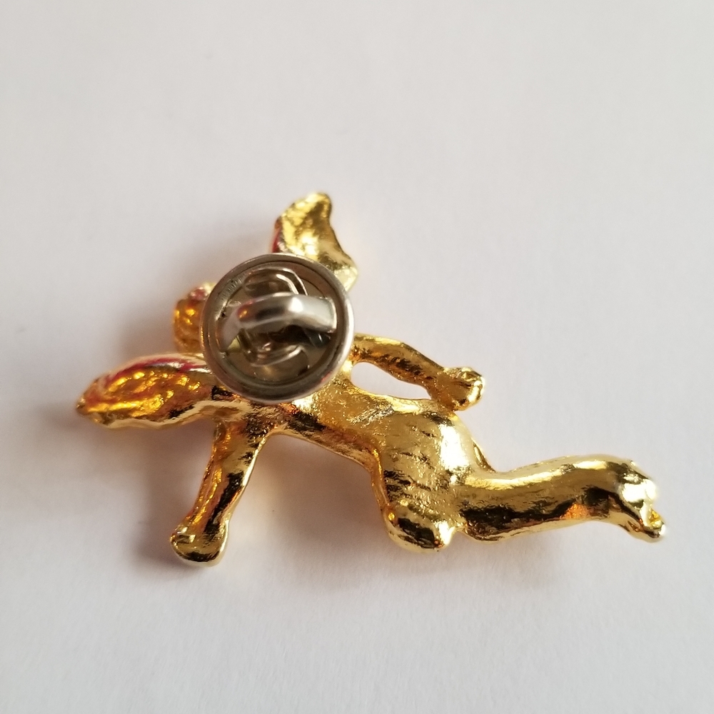 Relisted - Vintage angel brooch pin gold tone cherub on my shoulder religious - Picture 9 of 9